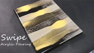 Acrylic Pouring Swipe Technique - Black and Gold