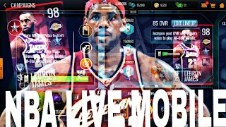 THE GRIND IS FINALLY OVER|98 OVR ALLSTAR CAPTAIN LEBRON JAMES NBA LIVE MOBILE 19 CARD REVIEW/GAMEPLA