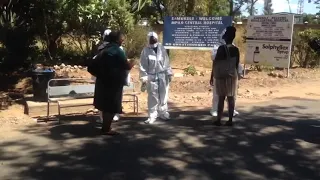 Healthcare workers seen at Mpilo Central Hospital in Bulawayo.