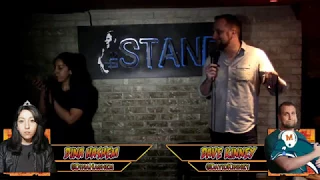 Shy deadpan girl viciously defeats a big loud guy in a NYC comedy roast battle