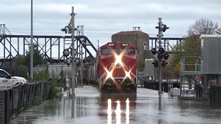 CP train creeps through flooded waters!