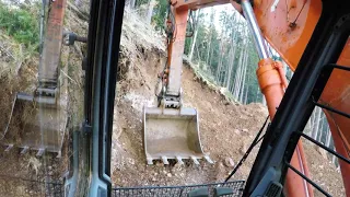 Building forestry road with 20t Hitachi excavator