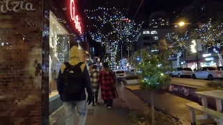 Vancouver Robson Street Relaxing Night Walking Tour [4K]