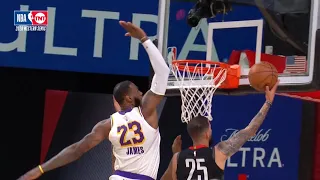 LeBron James gets a monster block on Austrin Rivers | Game 3 | Lakers vs Rockets