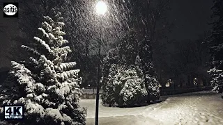 Winter Night Snowfall - Ambient walk from southern Helsinki to the city center