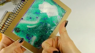 DIY LIQUID NOTEBOOK WITH  and sparkles | STEEP OFFICE OF OWN HANDS