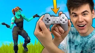 Playing Fortnite Battle Royale With a PLAYSTATION 1 CONTROLLER... IT WORKS