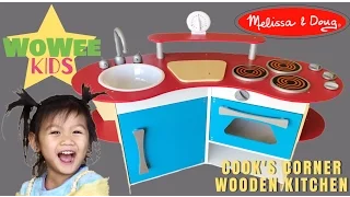 Cook's Corner Wooden Kitchen | Melissa & Doug | Princess Belle Cooking for Daddy