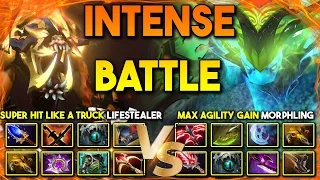 INTENSE HARD CARRY BATTLE | SUPER HIT LIKE A TRUCK Lifestealer Vs. MAX AGILITY GAIN CARRY Morphling