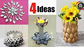 4 Plastic spoon craft ideas/4 Superb home decor craft ideas using plastic spoons/Best out of waste