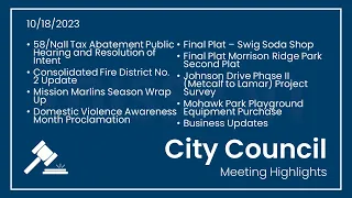 City Council Meeting October 18, 2023