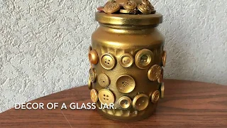 Decor of a glass jar.  Декор стеклянной банки. Simple and fast