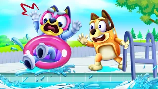 🏊‍♀️🤿Baby Bluey enseña seguridad al nadar - La Piscina - Juguetes Bluey juegan a fingir