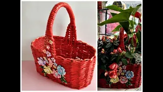 TUTORIAL cos impletit pentru flori - TUTORIAL woven basket for flowers