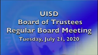 Regular Board Meeting July 21, 2020