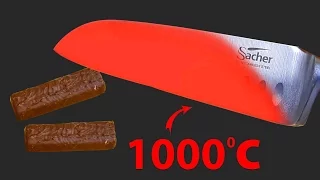 EXPERIMENT Glowing 1000 degree KNIFE VS CHOCOLATE | BUTTER | SNACK | POPCORN