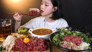 ENG SUB)Yukhoe Beef Tartare + Beef Tartare Bibimbap Mukbang ASMR Korean Eating Show