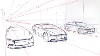 How to sketch cars on one point perspective view 1점 투시도 활용하기