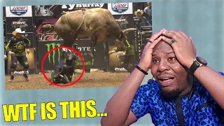 African Guy's FIRST TIME Seeing American Bull Riding Wrecks