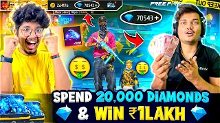 Free Fire Challenging Jash To Spend 20,000 Diamonds💎 And Win ₹1Lakh NOOB To PRO😍 -Garena Free Fire