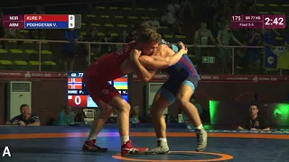 BRONZE GR - 77 kg: P. KURE (NOR) v. V. POGHOSYAN (ARM)