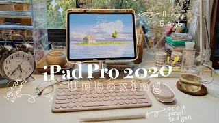 Unboxing iPad Pro 2020 11 inch + Apple Pencil 2 + Logitech K380 & M350 + accessories 🍎💻