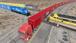 Long Giant Truck Accidents on Rail and Train is Coming #67 | BeamNG Drive