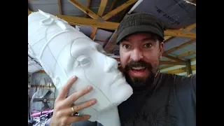 3d CNC Milling BIG STUFF out of blue foam - Giant face!