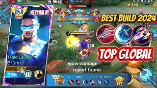 INSANE DAMAGE !! BRUNO BEST BUILD AND EMBLEM 🔥TOP GLOBAL BRUNO GAMEPLAY GODLIKE 💥 MOBILE LEGEND ✓