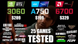 ARC A750 8GB vs RTX 3060 12GB vs RX 6700 10GB | R9 - 7950X3D | 1080p - 25 Games Tested