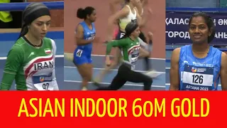 Iranian Women wins 60m GOLD over Indian - Asian Indoor Athletics Championships Astana 2023 Day 1