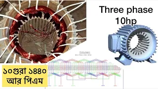 36slote 1440 rpm 10hp motor rewinding and connection 3phase