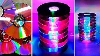 Светильник из CD дисков - Ночник своими руками из CD и гирлянды / Lamp from CD / #DIY CD craft ideas