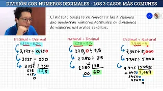 DIVISIÓN CON NÚMEROS DECIMALES (FÁCIL) - LOS 3 CASOS MÁS COMUNES