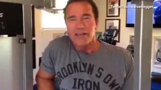 Arnold Schwarzenegger thanks friends,...