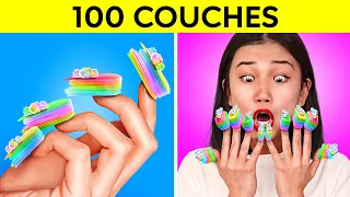 DÉFI DES 100 COUCHES ! 100 VS 100 000 🤩 - Ongles, Scotch, Piscine de Billes par 123 GO! CHALLENGE