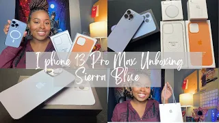 iPhone 13 Pro Max Unboxing + Mag Safe Accessories | Full Experience | ASMR | Sierra Blue