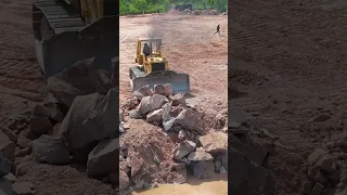 Technique Skills Operator Dozer Pushing Stones Clearing Mud Land Filling Up #trucks #dozers #shorts