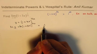 Indeterminate Powers L'Hopital's Rule for Limits with Ln