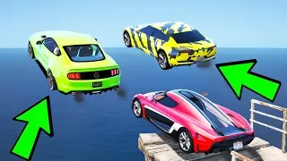 СПУСК БЕЗ ТОРМОЗОВ, СМОЖЕТ ЛИ ЧИТ MUSTANG УЛЕТЕТЬ ДАЛЬШЕ ЧИТ REGERA? ГТА 5 МОДЫ! GTA 5 MODS | GTA 5