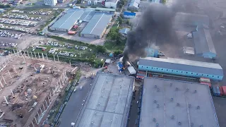 Пожар на складском комплексе в Томилино. Вблизи микрорайна Птицефабрика (13.08.2022)