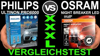 💡 PHILIPS Ultinon PRO6000 vs OSRAM Night Breaker LED Testbericht  Vergleichstest Helligkeit Messung