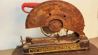 Old Rusty Cutter Metal Saw Machine Restoration - Restore Metal Cut Off Grinder Saw