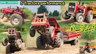 5 Tractors Different 🚜MF 385 MF 375 MF 260 MF 240 Alghazi 65 HP performance | APNA PAKISTAN