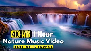 1 Hour WORLD'S WATERFALLS in 4K music Video Nature Relaxation™ Waterfall Film for Healing Meditation
