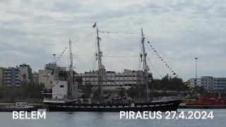 BELEM departing from Piraeus Port with Olympic Flame for Olympic Games Paris 2024  on board