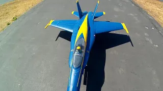 Photo flight with my Freewing 90mm F/A-18C Blue Angel with special Gooniac Power system at LFE