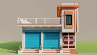 Small Shop With House Elevation,3D Dukan Or Makan Ka Naksha,25x20 2023 Shop Elevation