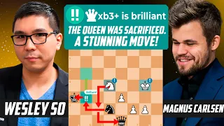 Magnus Carlsen vs Wesley So - Brilliant Queen Sacrifice! Grand Chess Tour: Superbet Rapid 2023