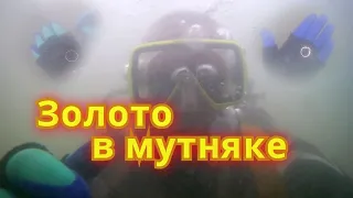 Всё ЗОЛОТО с глубины поднял,пляжный подводный поиск с аквалангом и металлоискателем в мутной воде!